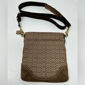 Authentic Brown Coach Small Swingpack Logo Crossbody Fabric Shoulder Leather